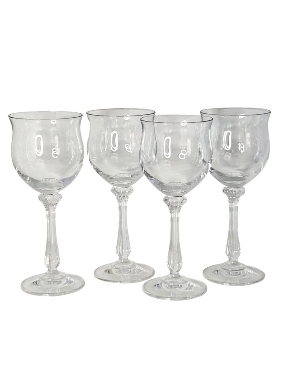 4 Mikasa Ardmore Wine Glasses 7" ribbed stem fine crystal fluted rim Germany - Picture 10 of 11